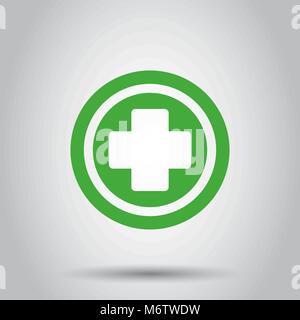 Medical health vector icon. Medicine hospital plus sign illustration. Business concept simple flat pictogram on isolated background. Stock Vector