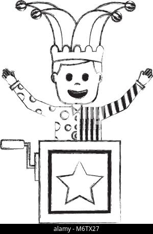 joker jumping jack in the box surprise fools day vector illustration sketch image Stock Vector