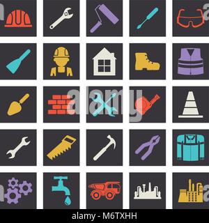 Isolated icons of stoic tools. Set for outdoor and printing advertising, design of construction sites. Flat vector cartoon illustration. Objects isola Stock Vector