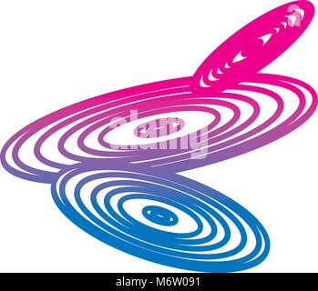 set of retro classic music vinyl discs vector illustration gradient color line image Stock Vector
