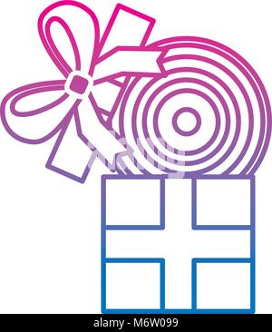 gift box with vinyl disc surprise vector illustration gradient color line image Stock Vector