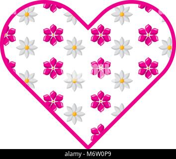 delicate heart with jasmine flower decoration vector illustration Stock Vector