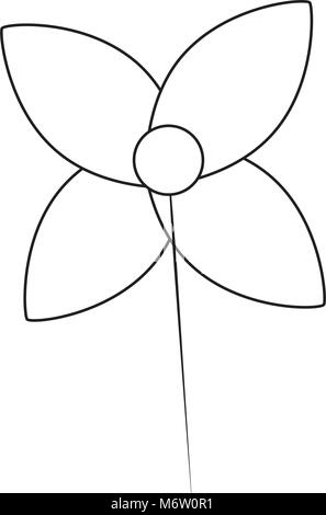 weather vane in a shape of flower decoration vector illustration outline image Stock Vector