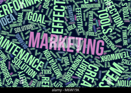 Marketing, business conceptual word cloud for for design wallpaper, texture or background Stock Photo