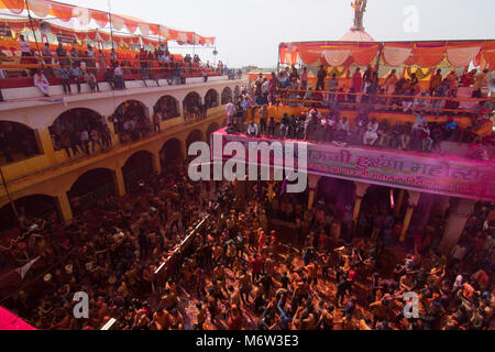 Holi festival in India at Mathura in 2018 Stock Photo