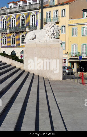 Detail of a white lion statue Stock Photo