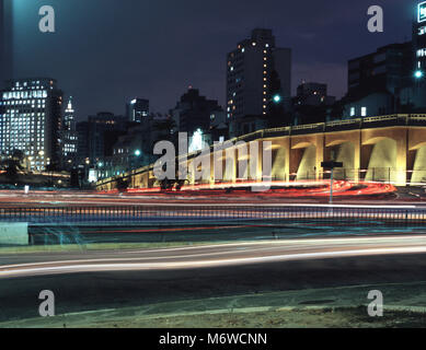 Street Assembleia, Jandaia Stree, Viaduct Jaceguai, Avenida 23 de Maio, Liberdade, Sao Paulo, Brazil Stock Photo