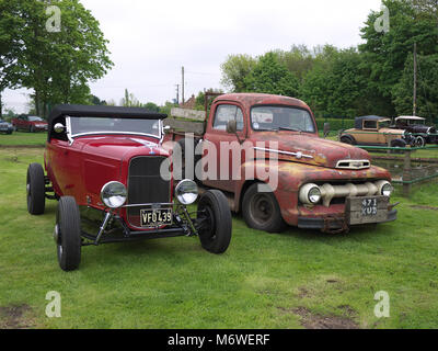 Custom cars on display at Thorpe camp visitor centre Stock Photo
