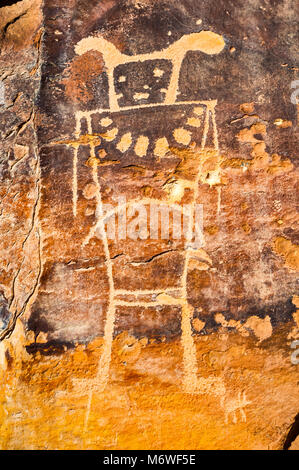 McKee Springs Petroglyphs, Fremont culture rock art panel, Island Park Road, Dinosaur National Monument, Utah, USA Stock Photo