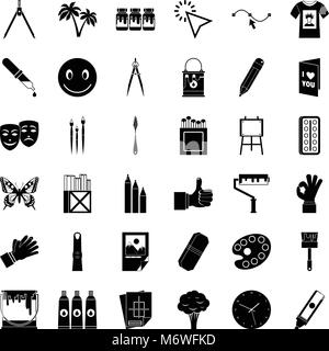 Pigment icons set, simple style Stock Vector