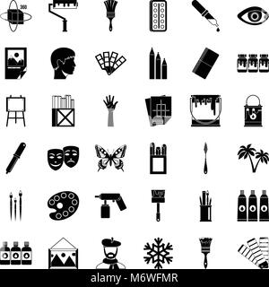 Drawing school icons set, simple style Stock Vector