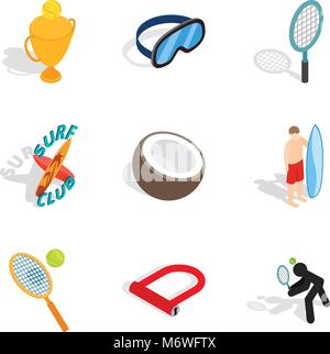 High reward icons set, isometric style Stock Vector