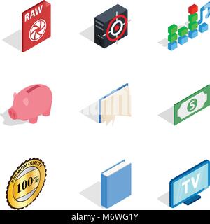 Money type icons set, isometric style Stock Vector