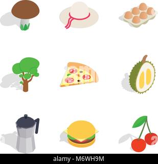 Detox cafe icons set, isometric style Stock Vector