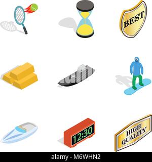 Recognition icons set, isometric style Stock Vector