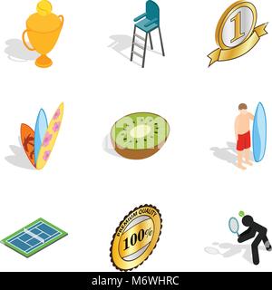 Sport winner icons set, isometric style Stock Vector