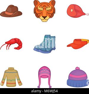 Hunt down icons set, cartoon style Stock Vector