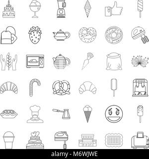 Candy icons set, outline style Stock Vector