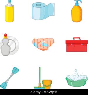 Toiletry icons set, cartoon style Stock Vector