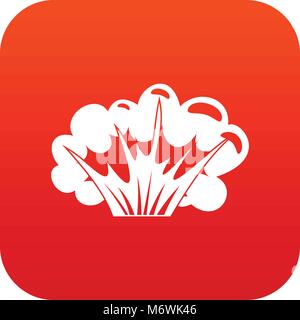 High powered explosion icon digital red Stock Vector