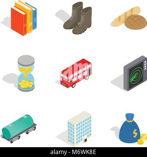 Material icons set, isometric style Stock Vector