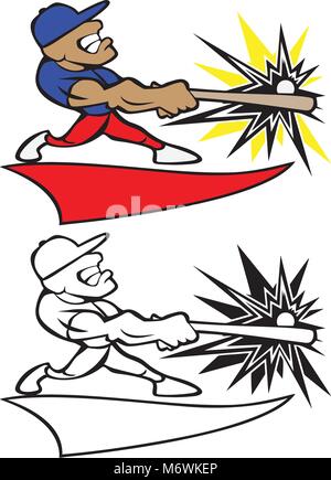 Baseball Player Swinging Bat Logo Vector Illustration Stock Vector