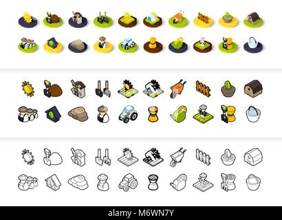 Set of icons in different style - isometric flat and otline, colored and black versions Stock Vector