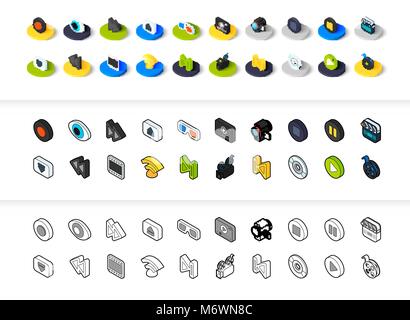 Set of icons in different style - isometric flat and otline, colored and black versions Stock Vector
