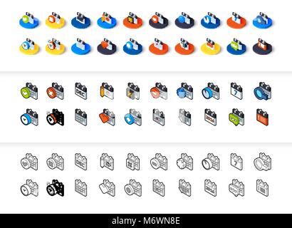 Set of icons in different style - isometric flat and otline, colored and black versions Stock Vector