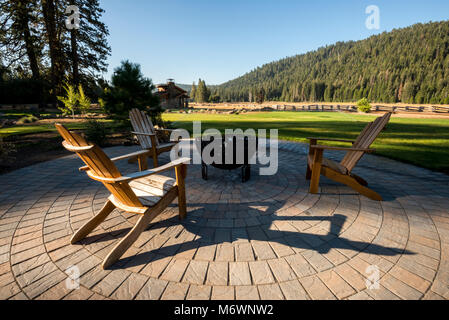 Fire Pit In Outside Park With Orange Red Flame Nobody Modern