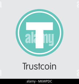 Trustcoin Blockchain Cryptocurrency. Vector TRST Web Icon. Stock Vector