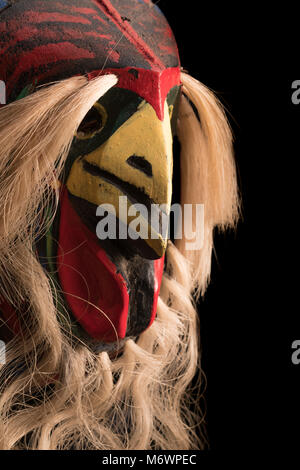 A new mexican cultural mask used for various things. It depicts a bird, possibly and eagle or hawk. Stock Photo