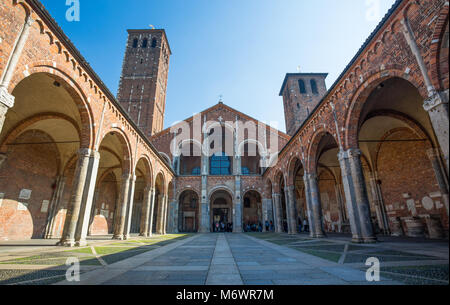 MILAN, ITALY, MARCH 28, 2017 - Basilica di Sant'Ambrogio in Milan, Italy Stock Photo