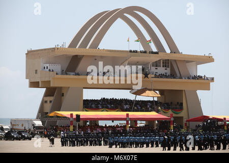 Accra, March 6. 6th Mar, 1957. People take part in Ghana's 61st independence anniversary parade in Accra, capital of Ghana, March 6, 2018. Ghana gained independence from British rule on March 6, 1957. Credit: Francis Kokoroko/Xinhua/Alamy Live News Stock Photo