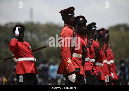 Accra, March 6. 6th Mar, 1957. Security officers march during Ghana's 61st independence anniversary parade in Accra, capital of Ghana, March 6, 2018. Ghana gained independence from British rule on March 6, 1957. Credit: Francis Kokoroko/Xinhua/Alamy Live News Stock Photo