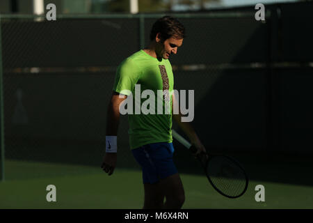 INDIAN WELLS, CA - MARCH 06: Roger Federer of Switzerland walks during the BNP Paribas Open at the Indian Wells Tennis Garden on March 6, 2018 in Indian Wells, California. Credit: Mauricio Paiz/Alamy Live News Stock Photo