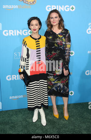 LOS ANGELES, CA - MARCH 6: Emily Deschanel, Guest, at the Woled Premiere of Gringo at L.A. Live Regal Cinemas in Los Angeles, California on March 6, 2018. Credit: Faye Sadou/MediaPunch Stock Photo