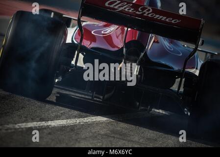 Barcelona, Catalonia, Spain. 7th Mar, 2018. Barcelona, Spain. 7 March, 2018: CHARLES LECLERC (MON) takes to the track in his Alfa Romeo Sauber C37 during day six of Formula One testing at Circuit de Catalunya Credit: Matthias Oesterle/ZUMA Wire/Alamy Live News Stock Photo