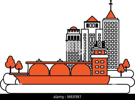 Natural gas ship on port vector illustration graphic design Stock Vector