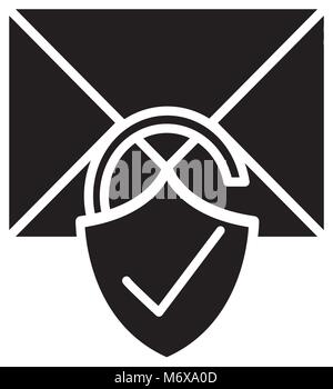 silhouette letter text message with padlock security Stock Vector Image ...