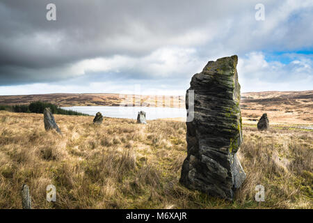 Stone Circle on top of a mountain  in Donegal Ireland Stock Photo