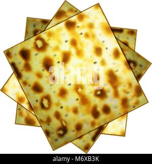 Matzo. Matsa. Passover matzah. Feast of Passover. The Jewish Passover. Vector illustration on isolated background Stock Vector