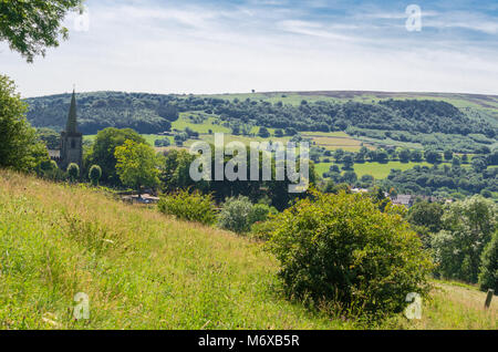 Summer in the heart of the English countryside. Photo of Hope Valley in Hathersage, Peak District, Derbyshire. Stock Photo