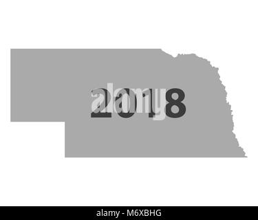 Map of Nebraska 2018 Stock Photo