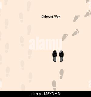 Footprints icon design vector template.Different thinking for success in life.Different thinking and leadership concept.Vector illustration Stock Vector