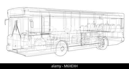 Concept city bus. Vector rendering of 3d Stock Vector