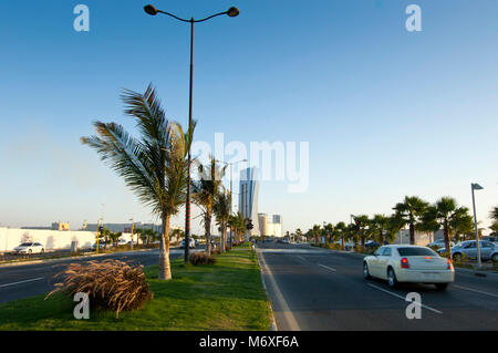 Courniche Shore Street at The Red Sea in Jeddah, Saudi Arabia Stock Photo