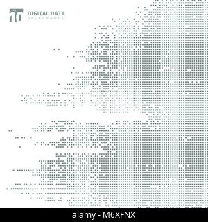 Abstract technology digital data square gray pattern pixel background. Vector graphic illustration Stock Vector