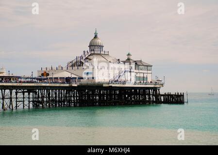 The Victorian pier at Eastbourne in East Sussex, England on august 14, 2010. Designed by Eugenius Birch, the pier opened in 1870. Stock Photo