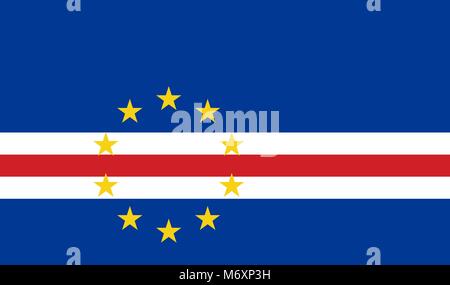 Official Large Flat Flag of Cape Verde Horizontal Stock Photo